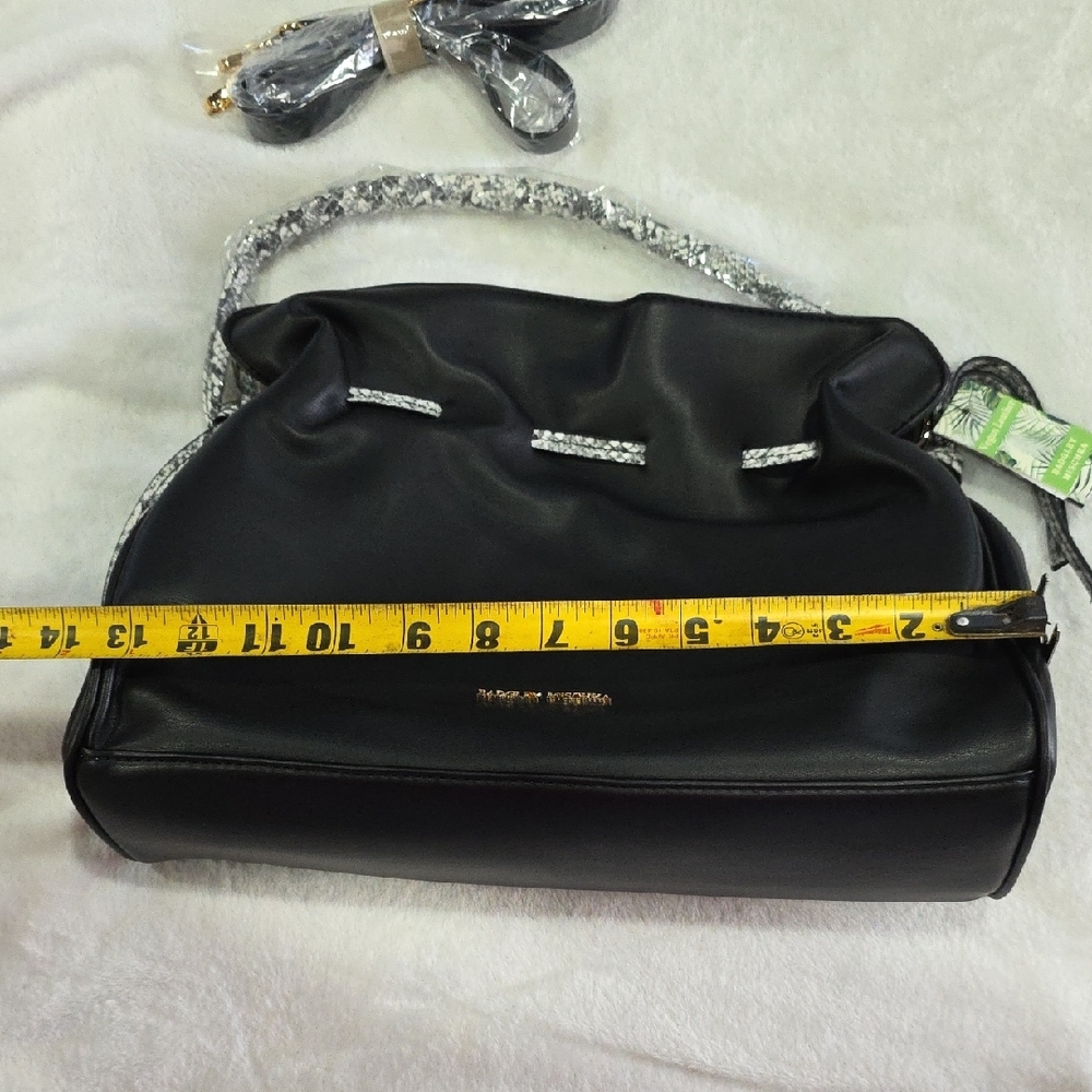 Badgley Mischka Black Shoulder Bag Snake 🐍 print Strap Crossbody - Picture 9 of 9